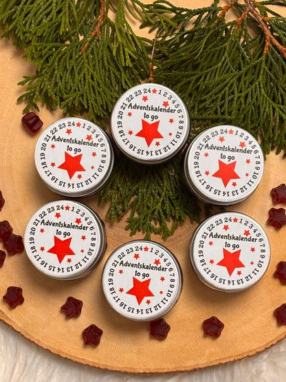 Adventskalender im Döschen - roter Stern