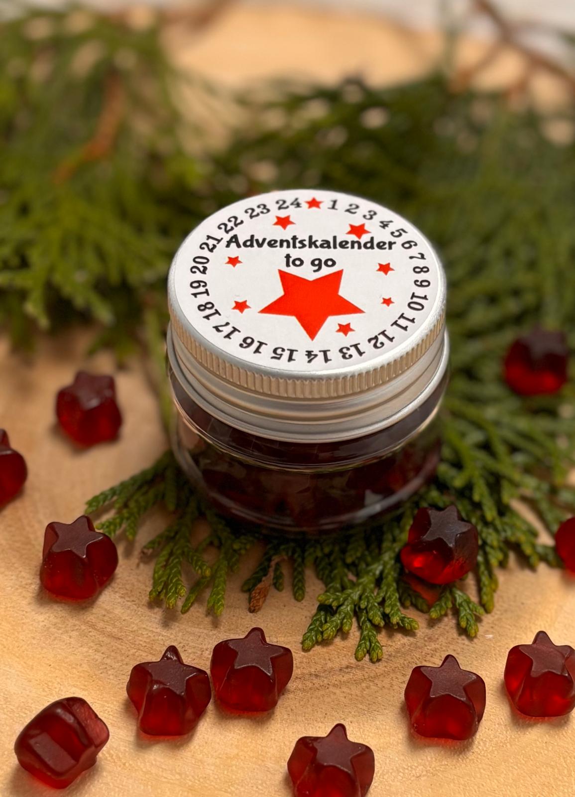Adventskalender im Döschen - roter Stern