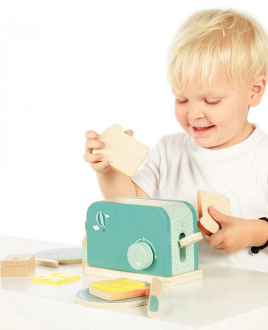 Toaster in Grün / Label-Label / Holzspielzeug